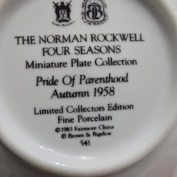 Norman Rockwell Four Seasons Limited Ed. Mini Plate "Pride of Parent Hood" #541 - Picture 6 of 7